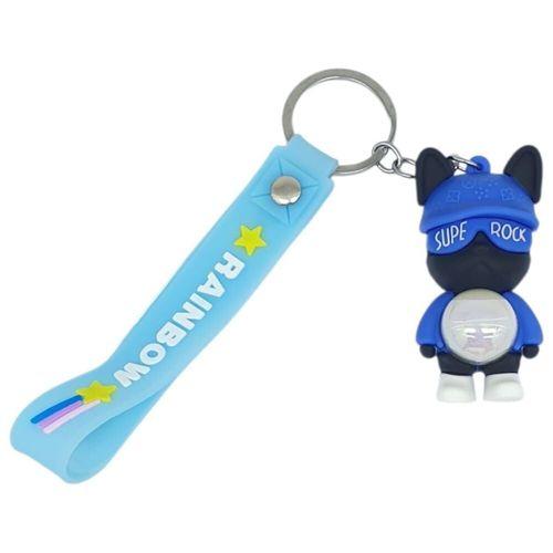 Figürlü ve Işıklı Silikon Anahtarlık - Supe Rock - Mavi