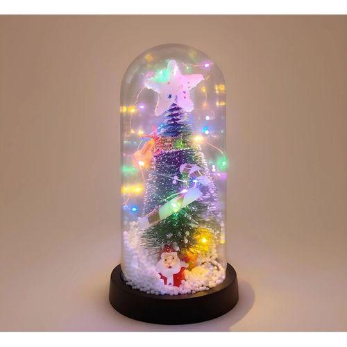 Yılbaşı Temalı Işıklı  Dekoratif Cam Fanus