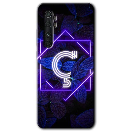 Xiaomi Mi Note 10 Lite Kılıf HD Desen Baskılı Arka Kapak - Dark Neon Yaprak Ç Harfi