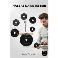 6'lı Karbür Çelik Mini Daire Testere Seti - HSS Döner Kesici Bıçak ve Mandren Takımı