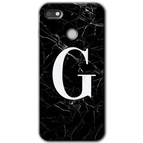 General Mobile GM 8 Go HD Baskılı Kılıf + 9D Tam Ekran Koruyucu - Siyah Mermer Desenli G Harfi