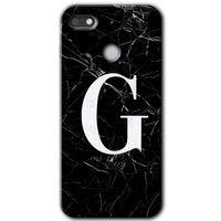 General Mobile GM 8 Go HD Baskılı Kılıf + 9D Tam Ekran Koruyucu - Siyah Mermer Desenli G Harfi