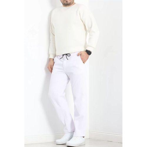 pilelistore Örme Kumaş Pantolon Beyaz