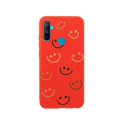 Oppo Realme C3 Smile Premium Silikonlu Kırmızı Telefon Kılıfı