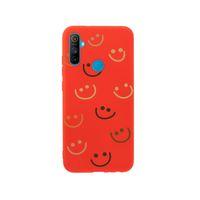 Oppo Realme C3 Smile Premium Silikonlu Kırmızı Telefon Kılıfı