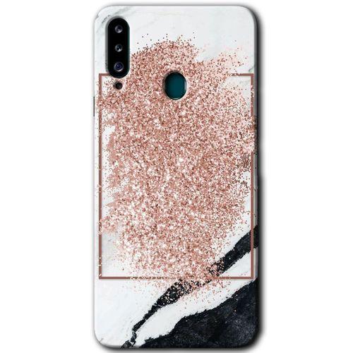 Galaxy A20s Kılıf HD Desen Baskılı Arka Kapak - Simli Mermer