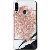 Galaxy A20s Kılıf HD Desen Baskılı Arka Kapak - Simli Mermer