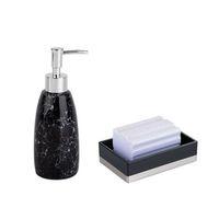 Sıvı Sabunluk Ve Sabunluk 2 Li Banyo Seti,Siyah Renkli