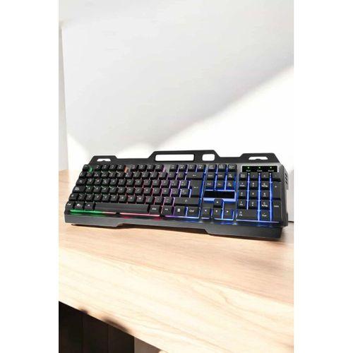 Led Işıklı Klavye Usb Girişli Rgb Işıklı Q Klavye Mouse Hediyeli