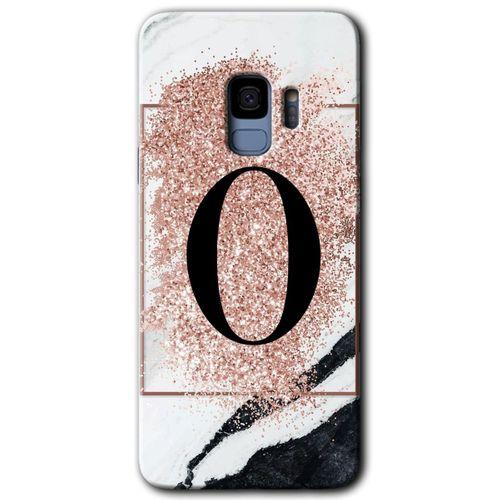 Potkal Hediye Fabrikası Samsung Galaxy S9 Kılıf HD Desen Baskılı Arka Kapak - Pembe Mermer Desenli O Harfi