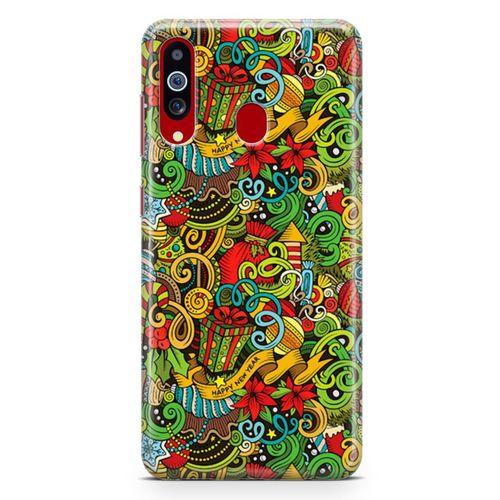 Samsung Galaxy A20s Kılıf Doodle Happy New Year Arka Kapak Koruma Desenli Full Koruyucu