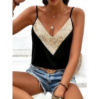 Kadın Ip Askılı V Yakalı Pulpayet Detaylı Sandy Bluz