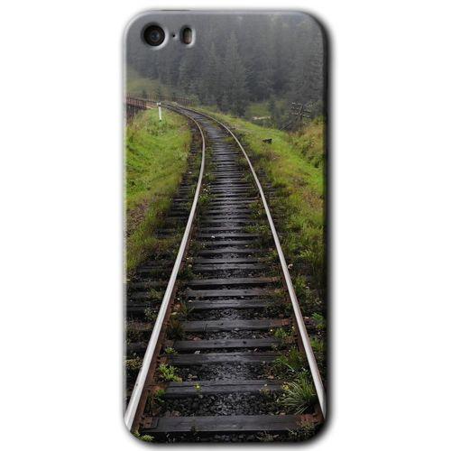 iPhone 5s Kılıf HD Desen Baskılı Arka Kapak + Temperli Cam - Tren Yolu