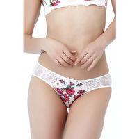 Golshan Gardenia Mini Slip, Kadın Dantelli Çiçek Baskılı Ekru Normal Bel Külot