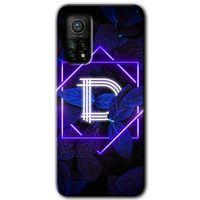 MRCİLETİSİM Xiaomi Mi 10T Pro Kılıf Baskılı Kapak - Dark Neon Yaprak D Harfi + 5D Tam Kaplayan Cam