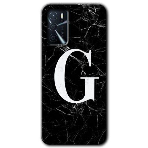 OPPO Oppo A16 Kılıf HD Desen Baskılı Arka Kapak - Siyah Mermer Desenli G Harfi