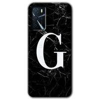 OPPO Oppo A16 Kılıf HD Desen Baskılı Arka Kapak - Siyah Mermer Desenli G Harfi