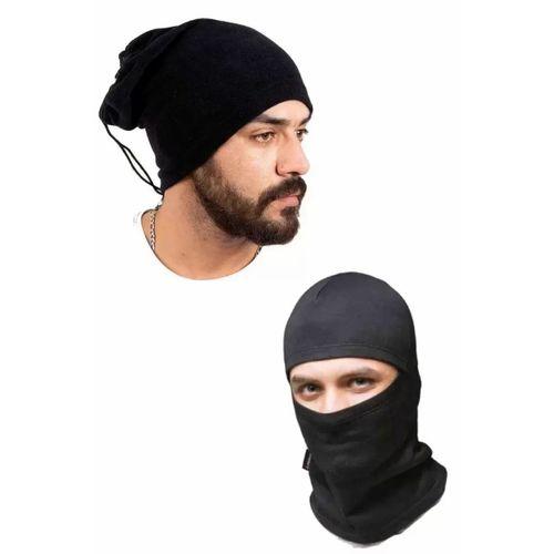 Polar Termal Kar Maskesi ve İpli Boyunluk Bere Siyah Set - mudanis