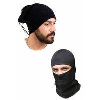Polar Termal Kar Maskesi ve İpli Boyunluk Bere Siyah Set - mudanis