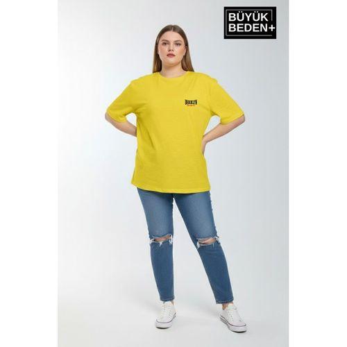 Süperlife Kadın Büyük Beden Brooklyn 1970 Baskılı 3xl-6xl Bisiklet Yaka Tshırt SPR25BTSK510-3