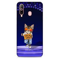 Samsung Galaxy A60 Kılıf FunnyMaX (42) Rugged Armor Kılıf Kedili Mor