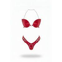 Kırmızı Harness Takım Parlak Deri Zincir Boyun Detaylı - Brf1223