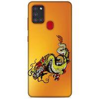 Samsung Galaxy A21s Kılıf Dragons (28) Arka Kapak Tatoo Sarı Ejderha