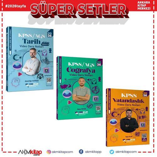Yediiklim Yayınları 2026 KPSS Tarih Coğrafya ve Vatandaşlık Video Ders Notları Seti 3 Kitap
