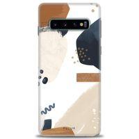 Samsung Galaxy S10 Kılıf HD Baskılı Kılıf - Bej + Tam Ekran Koruyucu