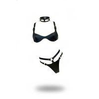 Siyah Harness Takım Deri Zımbalı Halkalı Bralet Seti - Brf1298