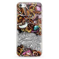 Apple iPhone 5s Kılıf Kuaför Malzemeleri Doodle Arka Kapak Koruma Desenli Full Koruyucu