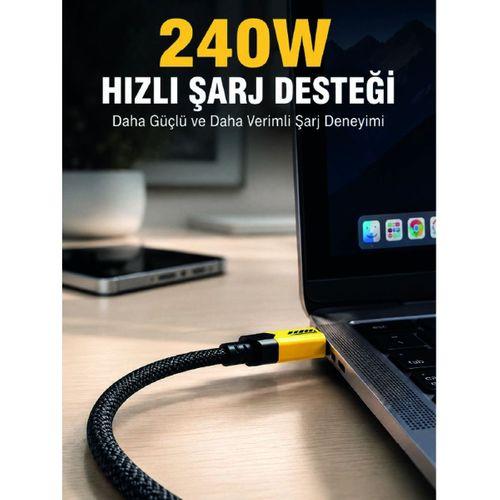 240w 3'ü 1 Arada Hızlı Şarj Kablosu Usb Type-c Lightning Micro Usb