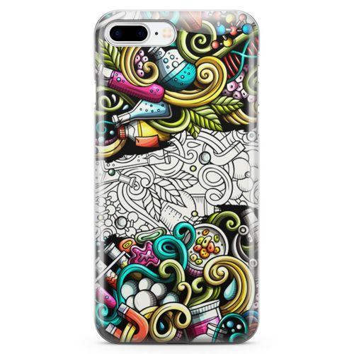 Apple iPhone 8 Plus Kılıf Kimya Doodle Arka Kapak Koruma Desenli Full Koruyucu