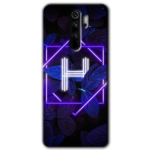 MRCİLETİSİM Xiaomi Redmi Note 8 Pro Kılıf Kapak - Dark Neon Yaprak H Harfi +Hayalet Ekran Yandan Gözükmez