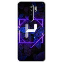 MRCİLETİSİM Xiaomi Redmi Note 8 Pro Kılıf Kapak - Dark Neon Yaprak H Harfi +Hayalet Ekran Yandan Gözükmez