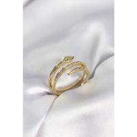 Yılan Model Gold Renk Zirkon Taşlı Kadın Yüzük