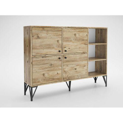 Wood'n Love Zeta 140 Cm Metal Ayaklı Konsol - Atlantik Çam / Siyah