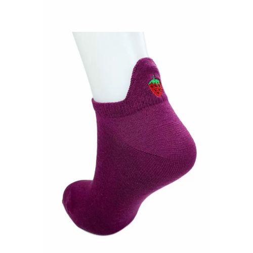 6 Çift Çilek Nakış Baskılı Pamuklu Yumuşak Kadın Bilek Çorap