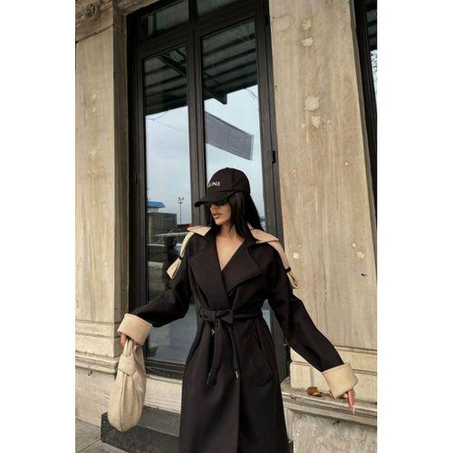 KABAN YAKA VE MANŞET BEJ RENKLİ - Siyah