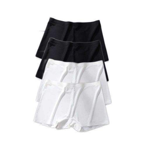 4 Adet Kadın Dikişsiz Görünmez İz Yapmaz Mini Şort Boxer Siyah Beyaz