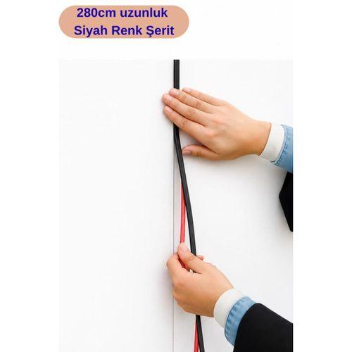 Siyah Kendinden Yapışkanlı 1 Adet 0.8mm x 280cm Duvar, Mobilya Kenar Dekoratif Koruma Şerit çıta
