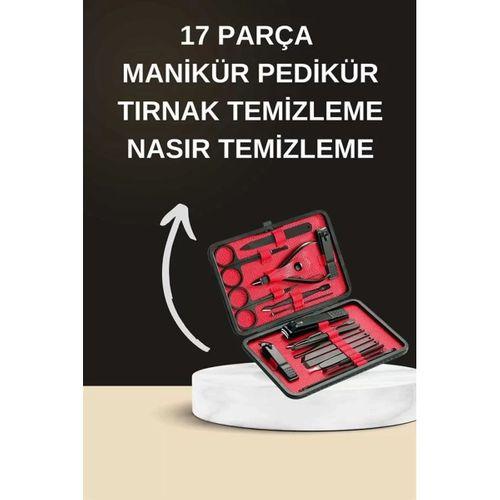 Elektrikli Manikür Pedikür Seti İkili Set 17 Parça Tırnak Bakımı Nasır Temizleme Tırnak Şekillendirme