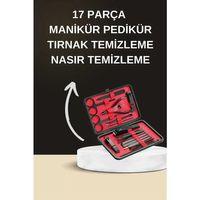 Elektrikli Manikür Pedikür Seti İkili Set 17 Parça Tırnak Bakımı Nasır Temizleme Tırnak Şekillendirme