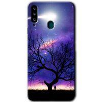 Samsung Galaxy A20s HD Baskılı Kılıf + 9D Tam Ekran Koruyucu - Uzay Silüet