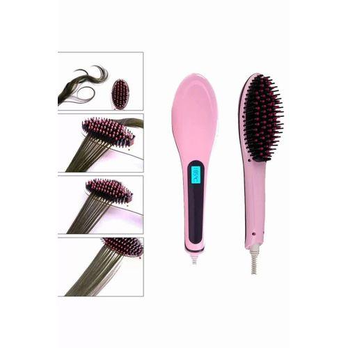 Elektrikli Saç Düzleştirici Tarak Saç Düzleştirici Fırça Sıkı Dişli Pembe