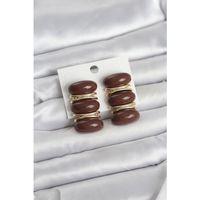 Kahverengi Vintage Model Gold Renk Kadın Küpe