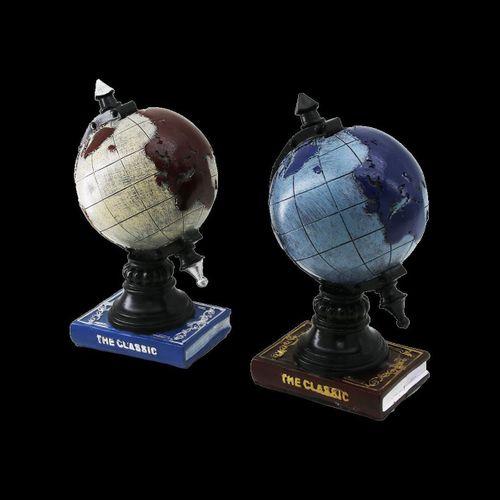 Vintage Dünya Temalı Dekoratif Biblo Kumbara 22 cm Reçine
