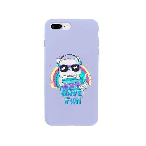iPhone 7 Plus Funny Cat Premium Lila Lansman Silikonlu Kılıf