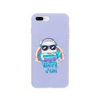 iPhone 7 Plus Funny Cat Premium Lila Lansman Silikonlu Kılıf
