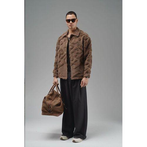 Oversize Önü Çıtçıt Kapamalı Astarsız Ve Cepsiz Peluş Ceket